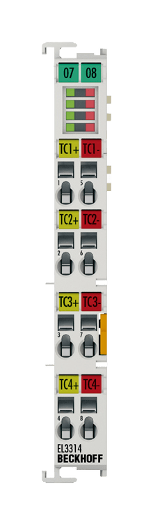 EL3314 | analog input module; number of inputs: 4; input filter cut-off frequency: typ. 1 kHz; resolution: 16 bit, representation adjustable: 0.1/0.01 °C or 1/2/4 µV per digit, product image 1