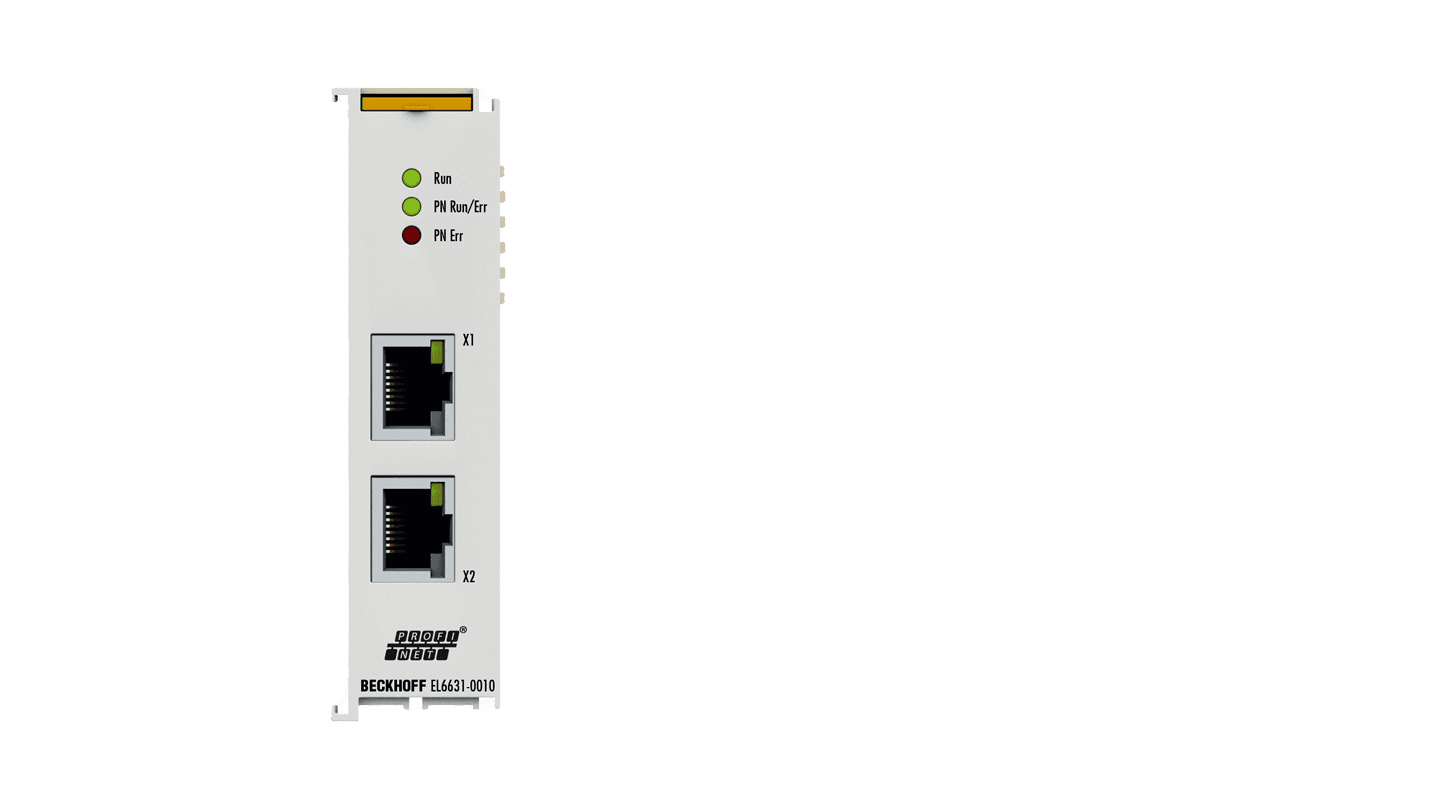 EL6631-0010 | kenttäväylän tiedonsiirtomoduuli; kanavien määrä: 1; porttien määrä: 2 (kytketty); verkkoprotokolla: PROFINET RT, tuotekuva 1