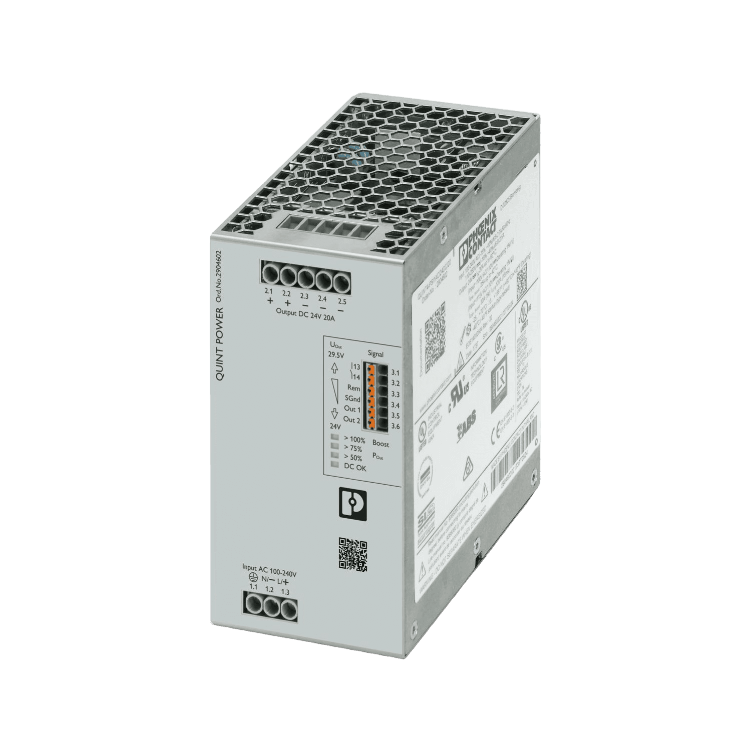 Phoenix Contact QUINT4-PS/1AC/24DC/20 DIN-kiskoteholähde, tuotekuva 1