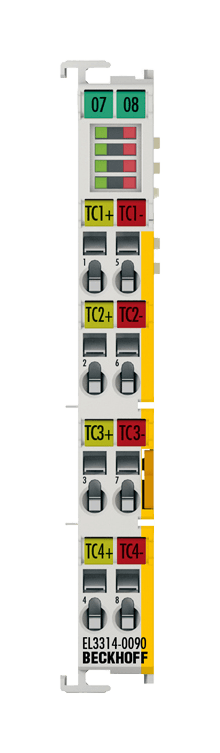 EL3314-0090 | analog input module; safety function: TwinSAFE SC; number of inputs: 4; input filter cut-off frequency: typ. 1 kHz, product image 1