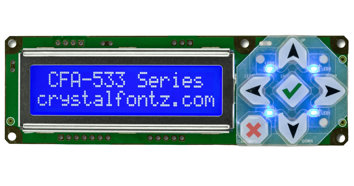 Crystalfontz CFA533-TMI-KU USB-liitäntäinen 16x2-merkkimoduuli, tuotekuva 1