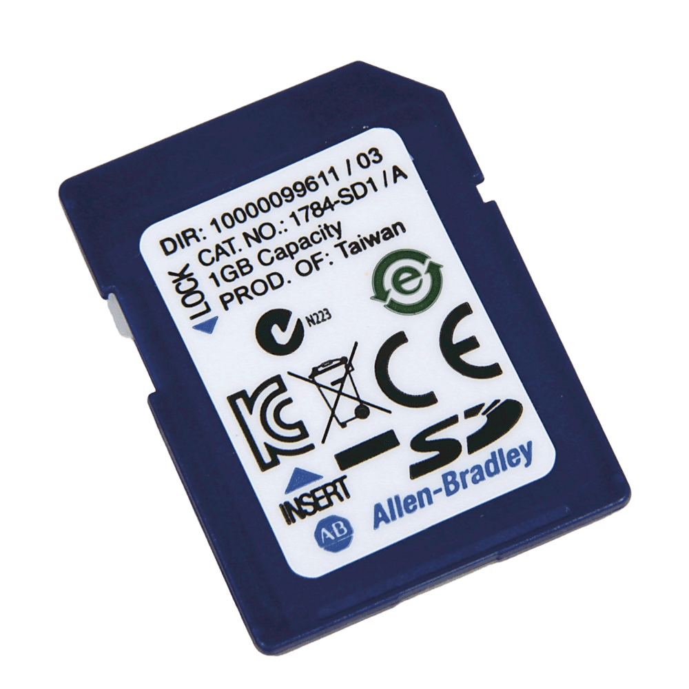 1784-SD1 | industrial memory card; memory capacity: 1 GB; storage medium: Secure Digital (SD); stored content: User program and data, product image 1