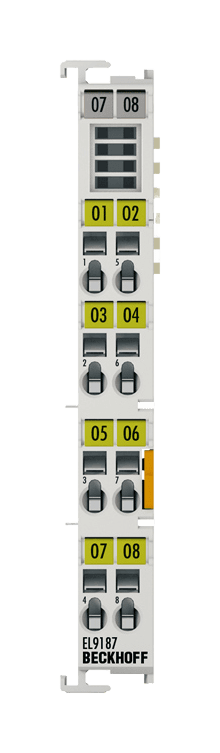 EL9187 | potentiaalinjakomoduuli; lähtöjen määrä: esimerkiksi 8 × 0 V kosketin; verkkoprotokolla: EtherCAT; virtakuormitus: ≤ 10 A, tuotekuva 1